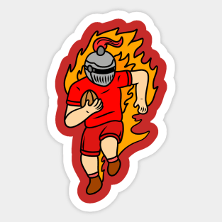 Cute cartoon knight playing rugby Sticker